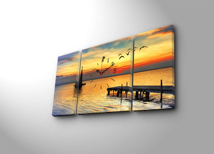 Wallity Reloj de Pared Decorativo de Lienzo Multicolor (3 Piezas)